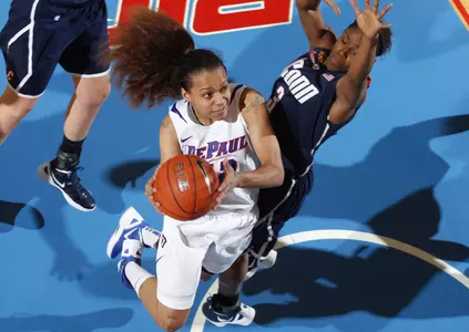 Brittany Hrynko leads DePaul with 18 points.