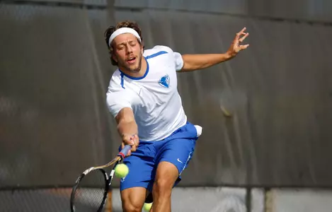 Senior Mathias Hambach (pictured) picked up a doubles win with partner Filip Dzanko on Saturday