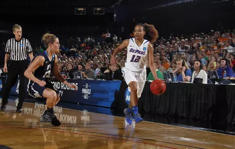 Brittany Hrynko led the Blue Demons with 19 points and 14 assists against Saint Xavier