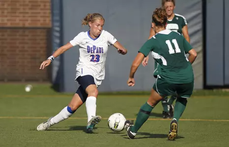 Ashleigh Goddard leads DePaul with eight points.