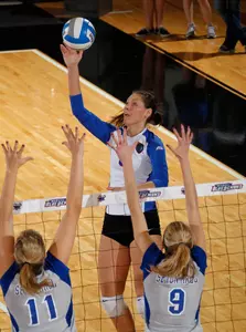 Junior Anastasiya Shutava finished the match with a season-high nine kills.