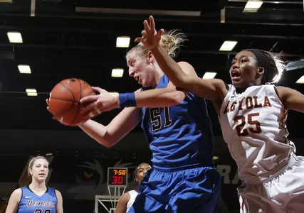 Katherine Harry grabbed a career-high 22 rebounds in DePaul's 87-69 win over Loyola on Tuesday in Rogers Park.