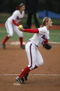 Bree Brown handcuffed No. 24 LSU in Saturday's 3-1 victory at the Louisville Slugger Desert Classic.