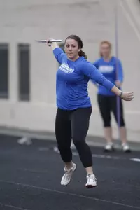 Melissa Fraser and Alanna Kovacs (above) finished 1-2 in the javelin last weekend.