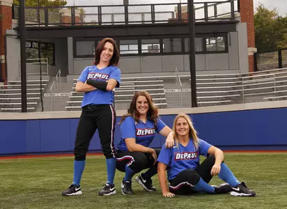 Katelyn Braget, Marla Mathews and Lynsey Ciezki play their final home game Sunday at Cacciatore Stadium.