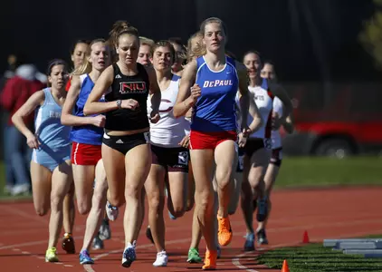 Freshman Jacqueline Kasal closes out the meet in the 3,000-meter steeplechase.