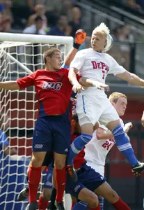 Inclement weather has delayed the start of DePaul's match at SIU-Edwardsville to 9 p.m. Friday night.