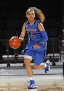 Brittany Hrynko led the Blue Demons with 17 points and six rebounds.