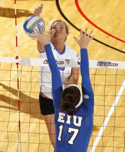 Sophomore right side Abbie Fleener had a match-high 16 kills in the Blue Demons' road win at Georgetown on Saturday.