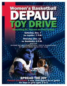 Fans can drop off unwrapped toys to the Sullivan Athletics Center Monday-Friday from 9-5
