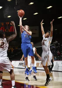 Megan Rogowski scored 12 points in DePaul's 91-44 loss at Connecticut on Sunday.