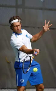 Senior Mathias Hambach was a winner at third singles and first doubles, alongside partner Filip Dzanko, on Saturday.