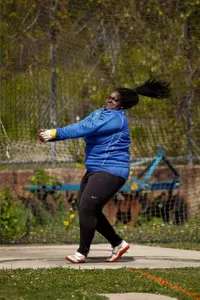 Jazmyne Durrah set a career record with her mark of 45.84 meters in the hammer throw at the Huskie Open.
