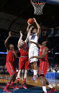 Cleveland Melvin is second in the BIG EAST in three-point percentage, fourth in blocks, sixth in scoring and eighth in rebounding.