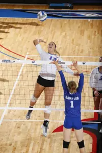 Caitlyn Coffey set a career-high with 14 kills in a four-set loss to Villanova on Saturday night.