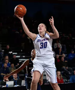 Megan Podkowa and the Blue Demons play Connecticut on Friday in Bridgeport, Connecticut.