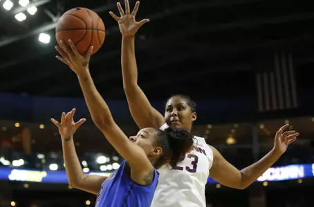 Brittany Hrynko led DePaul with 17 points against UConn on Friday.