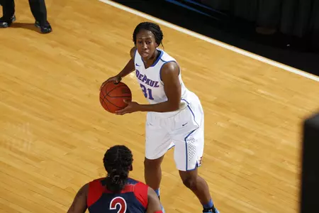 Jasmine Penny led all players with 20 points. DePaul fell at Marquette 80-74 on Tuesday.