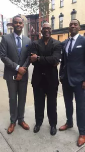 Tommy Hamilton IV and Rashaun Stimage with former DePaul hoops and NBA legend Mark Aguirre