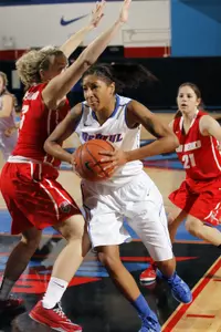 Mart'e Grays and the Blue Demons host Lewis in their final exhibition game before the regular season tips on Nov. 13.