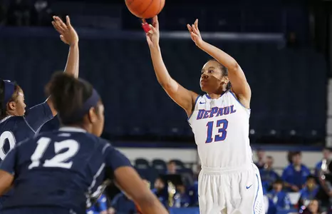 Chanise Jenkins scored 12 points in DePaul's 87-53 BIG EAST Quarterfinals win over Xavier on Sunday.