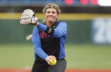 Mary Connolly threw a complete game shutout and added a homer at the plate in a 2-0 win over Georgetown on Saturday.