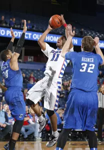 Eli Cain ended the day with 21 points for the Blue Demons.