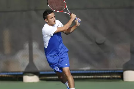 Alex Galoustian snapped an eight match losing streak in singles play with his win at No. 2 singles.