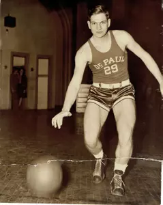 Jim Skrodzki played at DePaul from 1939-42 and graduated just before coach Ray Meyer took over the program.