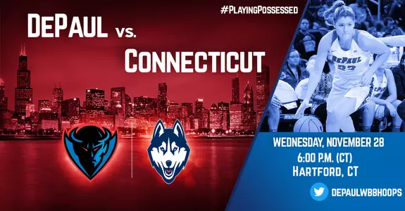 Women's basketball vs. UConn story graphic