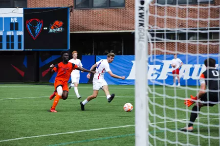 Men's soccer picked up their first win of the season with a 2-0 victory over Bucknell at Wish Field in Chicago
