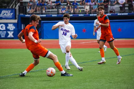 Men's soccer picked up their first win of the season with a 2-0 victory over Bucknell at Wish Field in Chicago