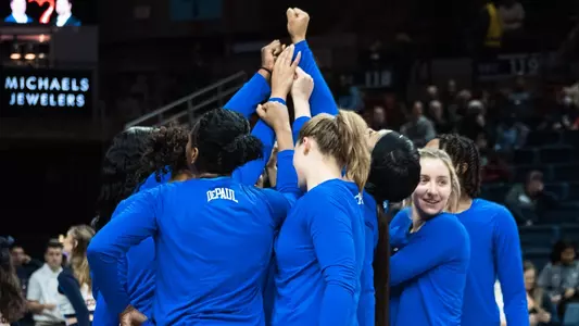DePaul WBB Team Huddle