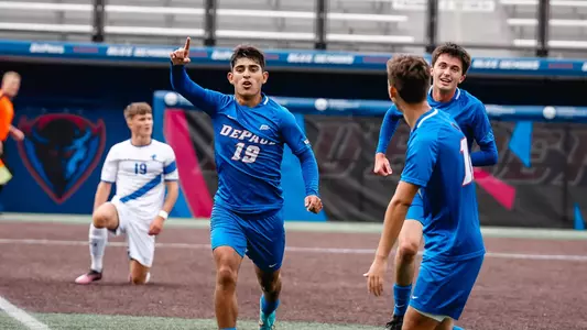 Noeh Hernandez celebrates goal over Seton Hall