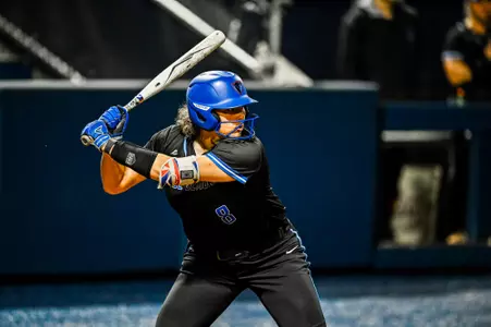Brooke Johnson prepares for a pitch