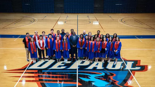 student-athlete graduation group photo