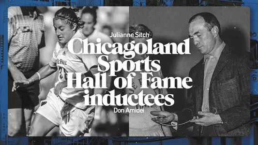 chicagoland sports hall of fame Julianne Sitch (left) and Don Amidei (right)