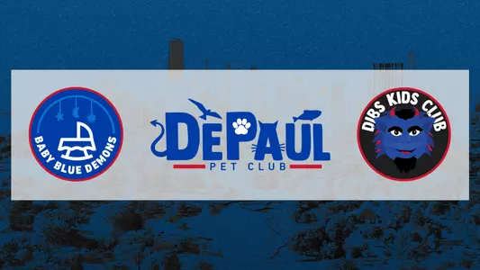 baby blue demons logo, depaul pet club logo, dibs kids club logo