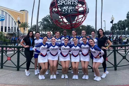 Team photo of the DePaul Dance Team at 2024 UDA Collegiate Nationals