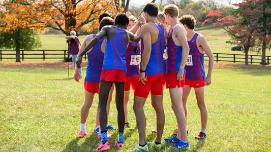 XC men's team huddle