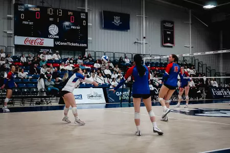 Rachel Krasowski receiving the volleyball