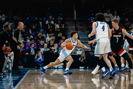 Jacob Meyer dribbles