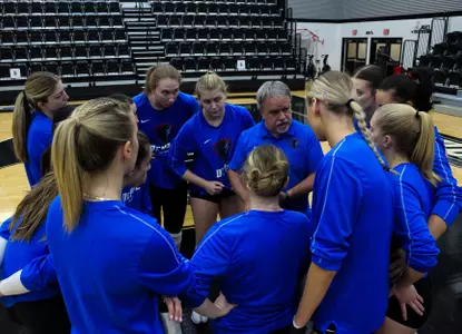 DePaul volleyball pre match huddle