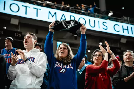 Fans cheer at Wintrust Arena.