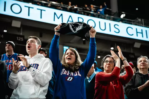 Fans cheer at Wintrust Arena.