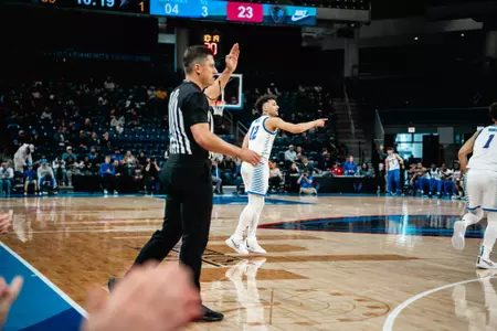 Jacob Meyer points to his teammate