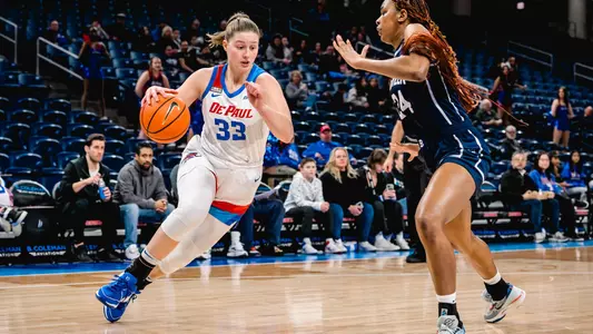 Jorie Allen dribbles