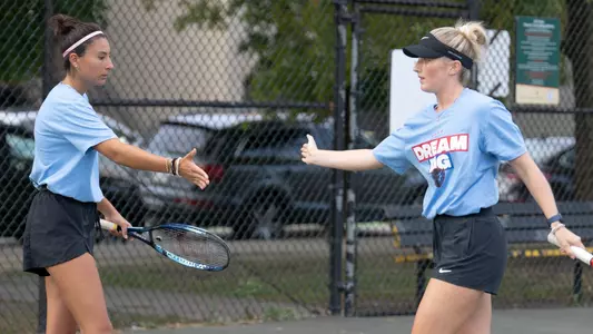 Roberta Sechi and Isabella Gibson High-five at practice (9.11.24)