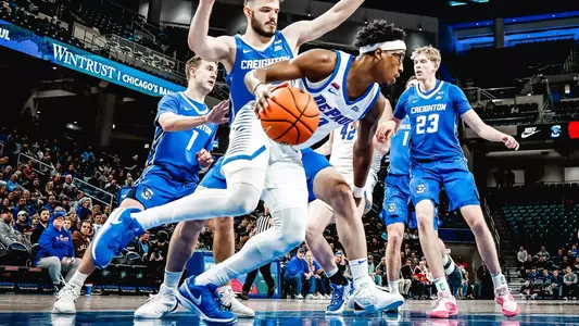 Layden Blocker dribbles against Creighton.