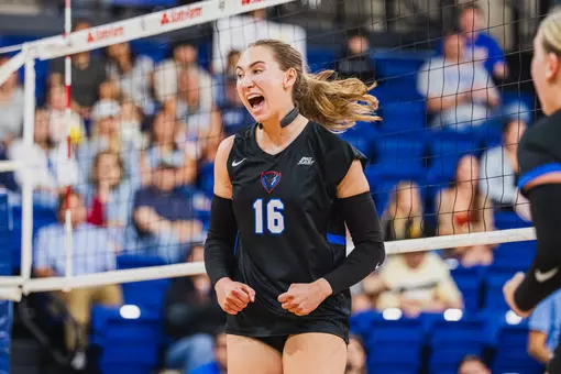 Katelynn Oxley celebrates after a big point